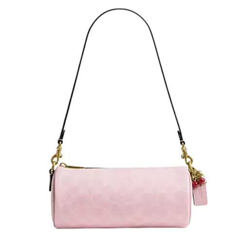 Túi Đeo Vai Nữ Coach Boxed Barrel Bag In Signature Canvas With Charms CFT64 Màu Hồng