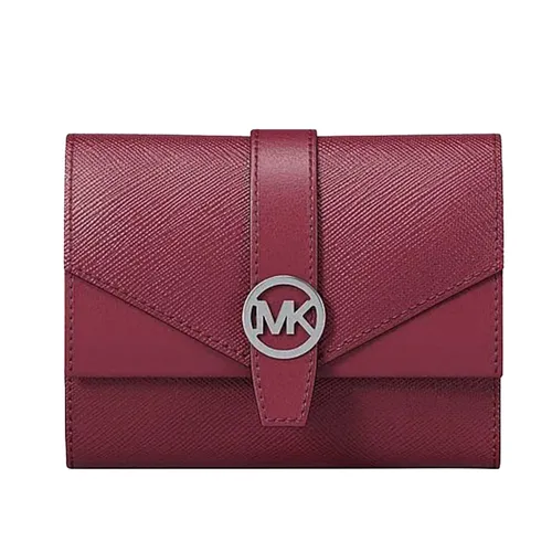 Ví Nữ Michael Kors MK Greenwich Medium Saffiano Leather Trifold Wallet 35S5GGRE6L Màu Đỏ Mận – Michael Kors
