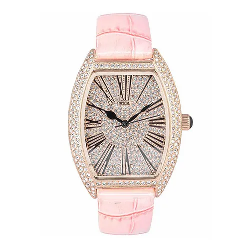 Đồng Hồ Nữ Kemil Pink Leather Strap KM1912 Màu Hồng Bạc