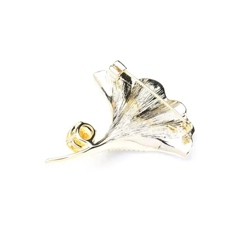 Cài Áo Nữ Meri Shining Ginkgo BR142 Màu Trắng Vàng – Meri