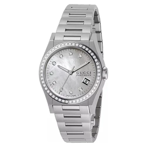 Đồng Hồ Nữ Gucci Pantheon White Mother Of Pearl Watch 36mm Màu Bạc