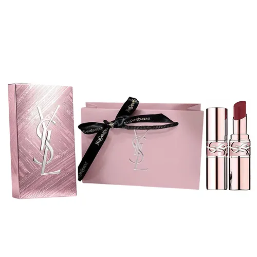 Set Son Dưỡng Yves Saint Laurent YSL Loveshine Candy Glow Balm 5B Nude Crush Màu Đỏ Nâu + Hộp Quà Limited + Túi Giấy