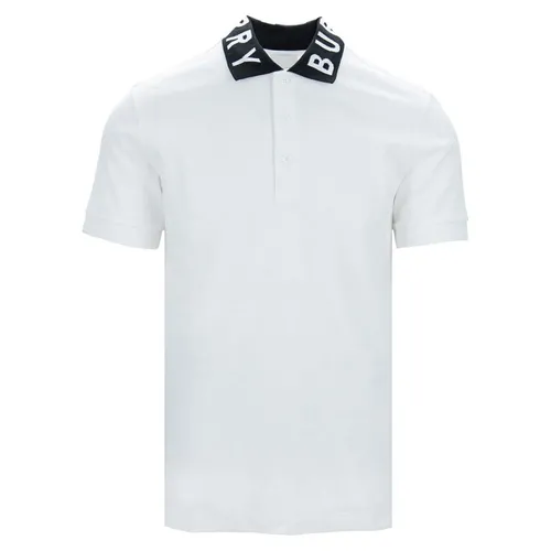 Áo Polo Nam Burberry Men's Logo Intarsia Cotton Pique Short-Sleeve Màu Trắng Size XS – Burberry