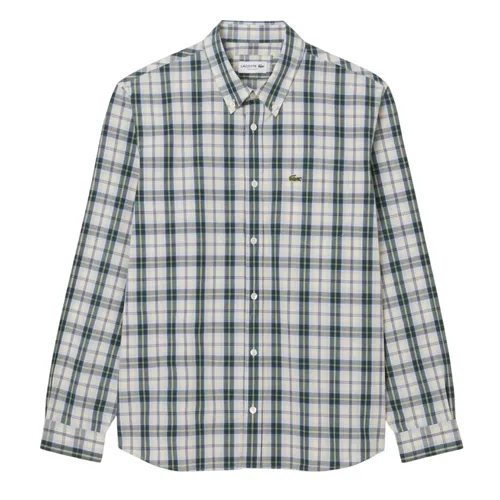 Áo Sơ Mi Dài Tay Nam Lacoste Regular Fit Poplin Plaid Shirt CH8507 - X0N Màu Xanh Nhạt Size 38