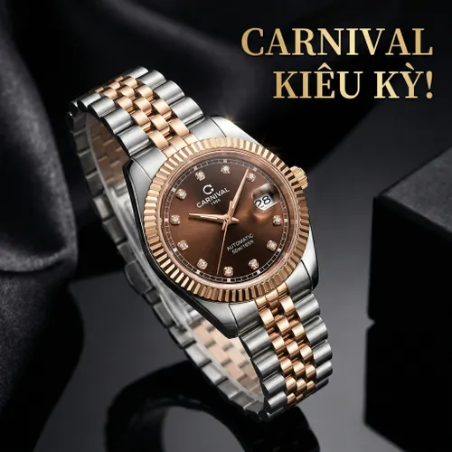 Đồng Hồ Nữ Carnival Quartz 8131L-CH-N ( 8131L ) Màu Nâu - Vàng Hồng