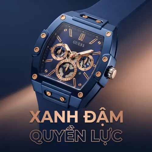 Đồng Hồ Nam Guess Silicone Multifunction Watch 43mm GW0203G7 Màu Xanh Đậm