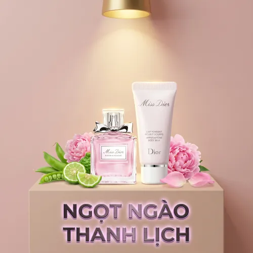Set Nước Hoa Dior Miss Dior Blooming Bouquet Mini EDT 5ml + Body Milk 20ml Dịu Nhẹ