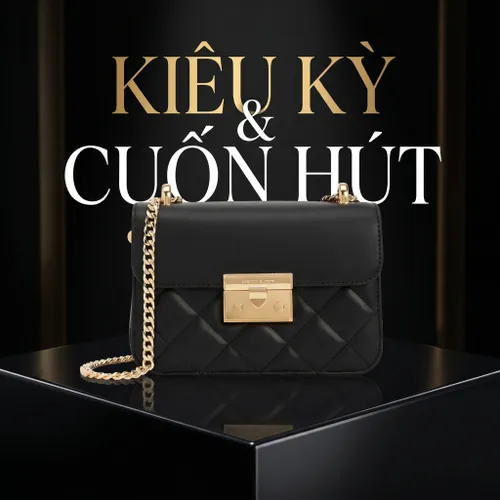 Túi Đeo Chéo Nữ Charles & Keith CNK Quilted Push-Lock Chain Handle Bag Black CK2-80701360 Màu Đen