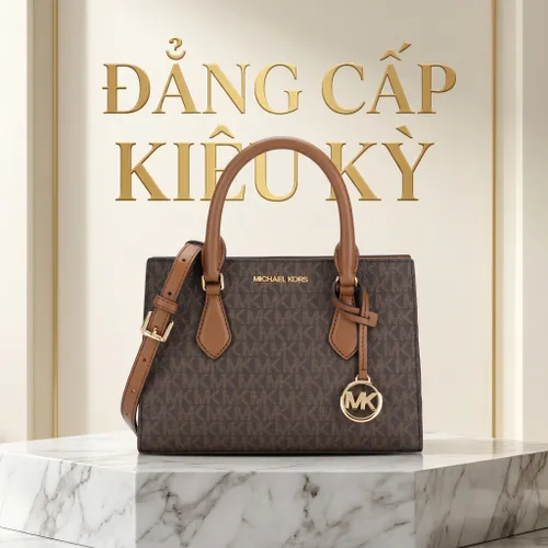 Túi Đeo Chéo Nữ Michael Kors MK Sheila Logo Small Satchel 35S3S6HS5B Màu Nâu