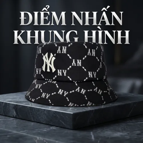 Mũ MLB Monogram Bucket Hat New York Yankees 3AHTM032N-50BKS Màu Đen Size 57