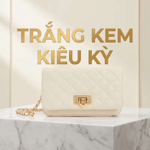 Túi Đeo Vai Nữ Charles & Keith CNK Cressida Quilted Push-Lock Clutch Cream 70160131 Màu Trắng Kem