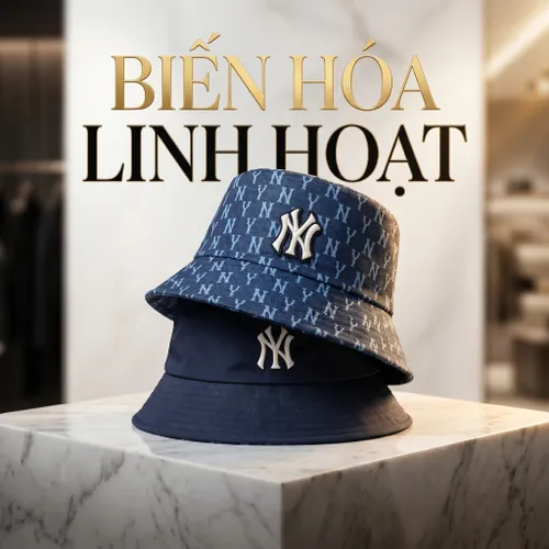 Mũ MLB Reversible Bucket Hat New York Yankees 3AHTM022N-50NYL Màu Xanh Size 57