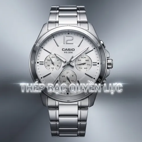 Đồng Hồ Nam Casio MTP-1374D-7AVDF Màu Bạc Trắng