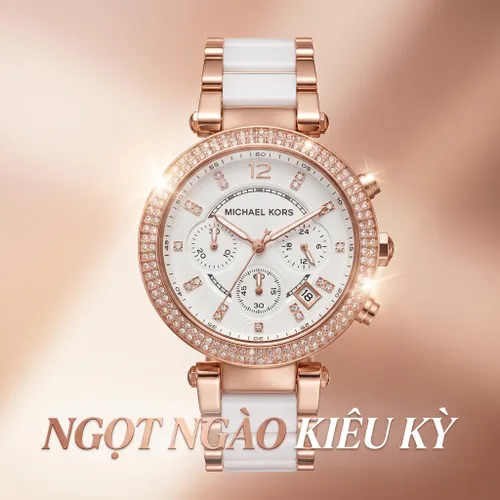 Đồng Hồ Nữ Michael Kors Parker Chronograph Watch MK5774 Màu Vàng Hồng/Trắng