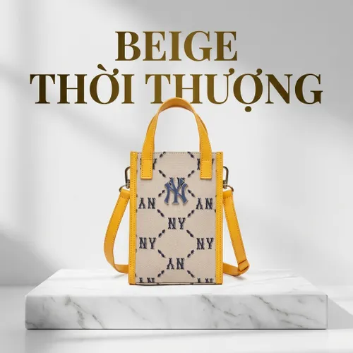 Túi Đeo Chéo MLB Monogram Diamond Jacquard Phone Pouch 3ACRH012N-50BGS Màu Beige