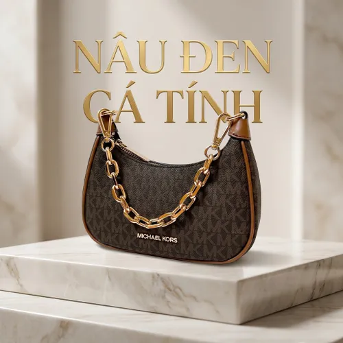 Túi Đeo Vai Nữ Michael Kors MK Zip Mini Cora Crossbody Leather Brown Luggage 35R3G4CC1B Màu Nâu Đen