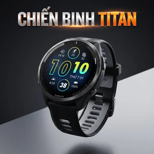 Đồng Hồ Thông Minh Garmin Forerunner 965 Black/Powder Gray Silicone Band Màu Đen