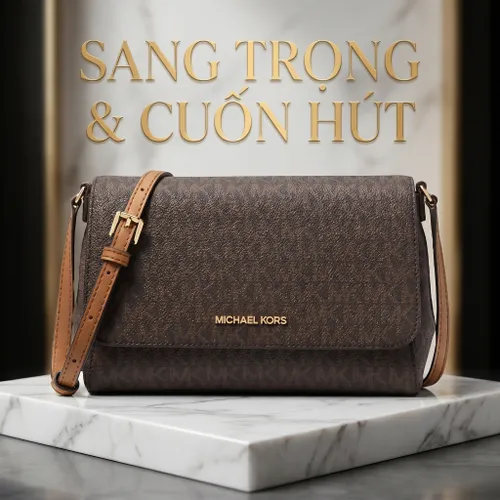 Túi Đeo Chéo Nữ Michael Kors MK Medium Logo Convertible Crossbody Bag 35H8GTTC6B Màu Nâu