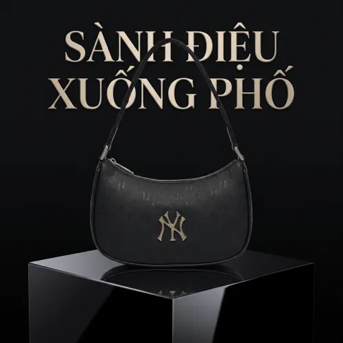 Túi Xách MLB Monogram Embo Hobo Bag New York Yankees Black 3ABQS022N-50BKS Màu Đen
