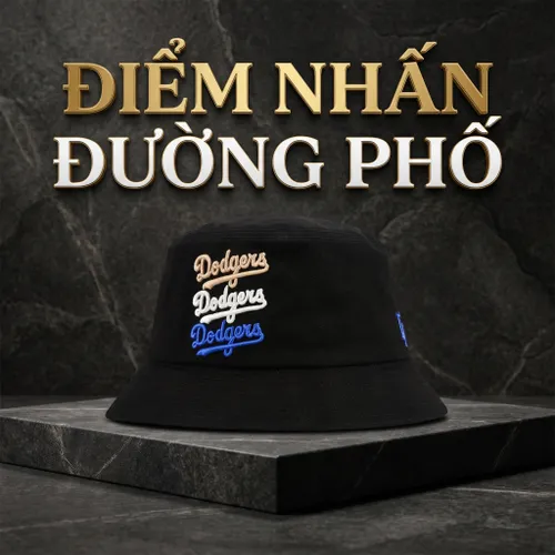 Mũ MLB Logomania Bucket Hat La Dodgers 32CPHI111-07L Màu Đen Size 57