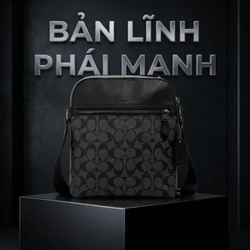 Túi Coach Nam Houston Flight Bag In Signature Canvas Charcoal Màu Đen