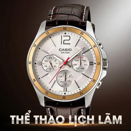 Đồng Hồ Nam Casio MTP-1374L-7AVDF Màu Nâu Trắng