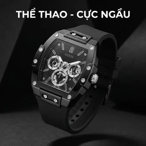 Đồng Hồ Nam Guess Black Case Black Silicone Watch GW0203G3 Màu Đen