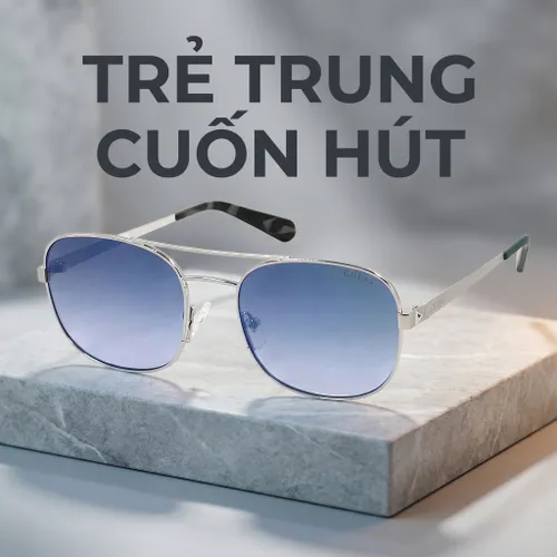 Kính Mát Guess Pilot Sunglasses GU5201 10X 56-17 Màu Xanh Gọng Bạc
