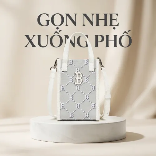 Túi Đeo Chéo MLB Monogram Diamond Jacquard Phone Pouch 3ACRH012N-43GRS Màu Xám