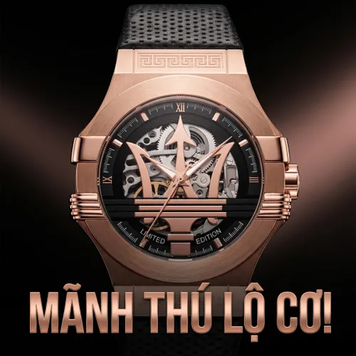 Đồng Hồ Nam Maserati Potenza Limited Leather Men's Watch R8821108025 Màu Đen