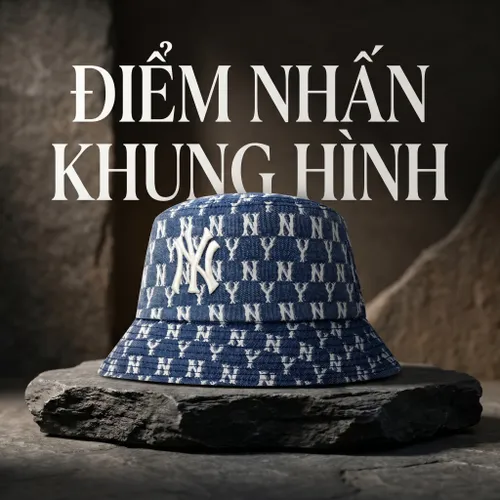 Mũ MLB Bucket Monogram Blue Jacquard Bucket Hat 32CPHV111-50N Màu Xanh Bò Size 57