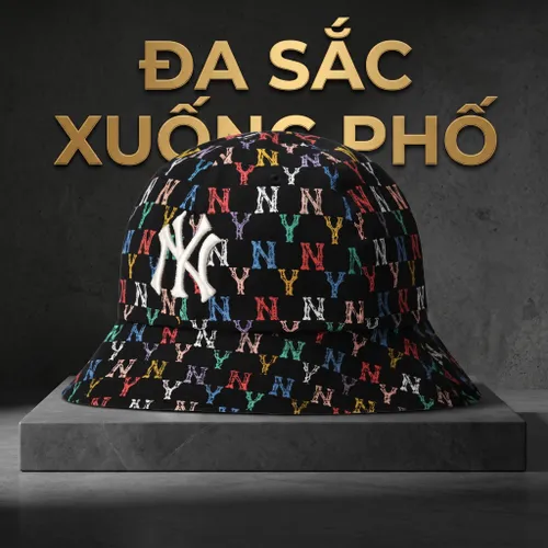 Mũ MLB Bucket Monogram Rainbow Dome Hat New York Yankees 32CPH4111-50L Màu Đen Size 57