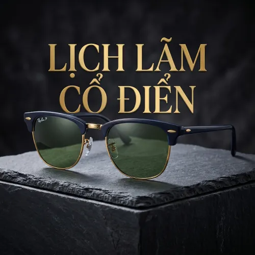 Kính Mát Nam Rayban Clubmaster Classic RB3016 901/58 Màu Xanh Đen Size 55