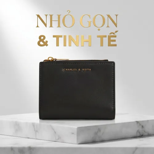 Ví Nữ Charles & Keith CNK Mini Top Zip Small Wallet Black 10680907 Màu Đen