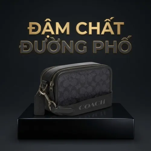 Túi Đeo Chéo Nam Coach Wyatt Crossbody Bag In Signature Canvas CW365 Màu Đen