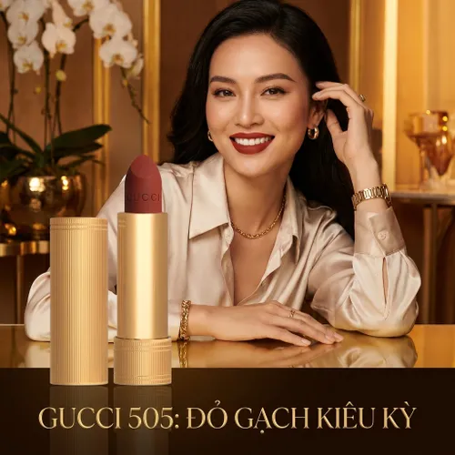 Son Lì Gucci Rouge À Lèvres Voile Mat Màu 505 Janet Rust Màu Đỏ Gạch