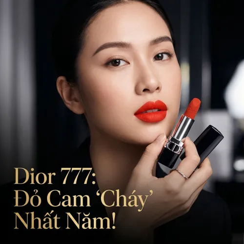 Son Dior Rouge Couture Colour 777 Fahrenheit Velvet Finish Màu Đỏ Cam Nổi Bật
