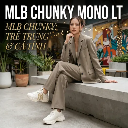 Giày Sneaker MLB Bigball Chunky Mono LT Màu Trắng Size 240