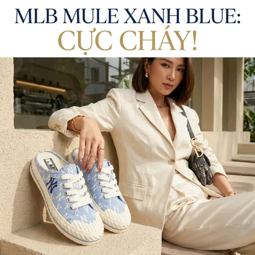 Giày MLB Playball Mule Monogram New York Yankees 3AMUM212N-50BLL Màu Xanh Blue Size 240
