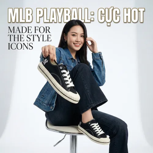 Giày MLB Sneaker Playball Origin 3ACVVA11NK002 Màu Đen Size 230
