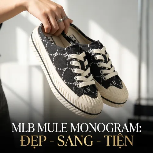 Giày MLB Playball Mule Dia Monogram New York Yankees 3AMUMDA2N-50BKS Màu Đen Trắng Size 250
