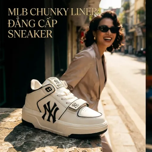 Giày Thể Thao MLB Chunky Liner Mid Basic New York Yankees 3ASXLMB3N-50BKS Màu Trắng Size 230