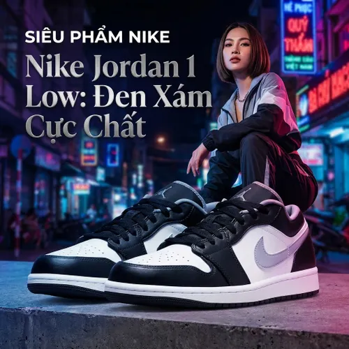 Giày Thể Thao Nike Air Jordan 1 Low Black Medium Grey Size 40.5