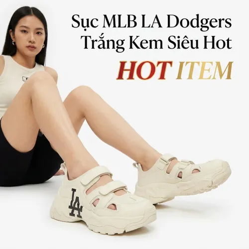 Giày Sục MLB Big Ball Chunky Mask Los Angeles Dogers 33ASDCH133-07CRS Màu Trắng Kem Size 230