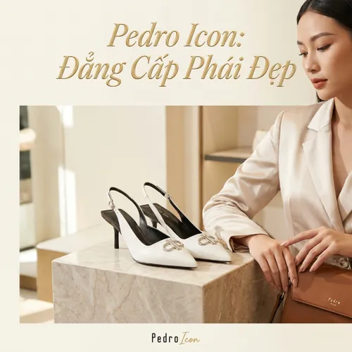 Giày Cao Gót Nữ Pedro Icon Leather Pointed Toe Slingback Heels Chalk 26680024 Màu Trắng Size 38