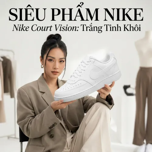 Giày Thể Thao Nike Court Vision Low Next Nature Màu Trắng Size 38.5