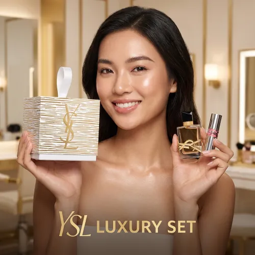 Set Nước Hoa Yves Saint Laurent YSL Libre EDP 7.5ml + Son Mini YSL Loveshine 44 Nude Lavallière Màu Hồng Đào