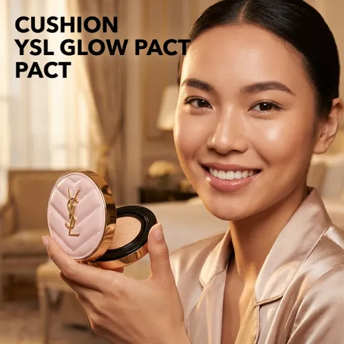 Cushion Yves Saint Laurent YSL Glow Pact Limited Tone B10 Trắng Sáng ( Vỏ Da Hồng) 12g