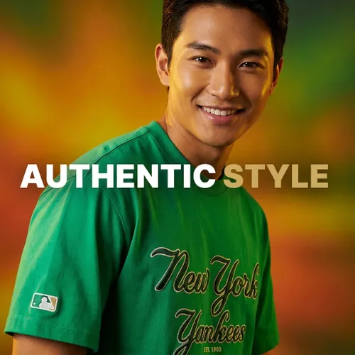 Áo Phông MLB Cursive Overfit New York Yankees 3ATSR0224-50GNS Màu Xanh Green Size M