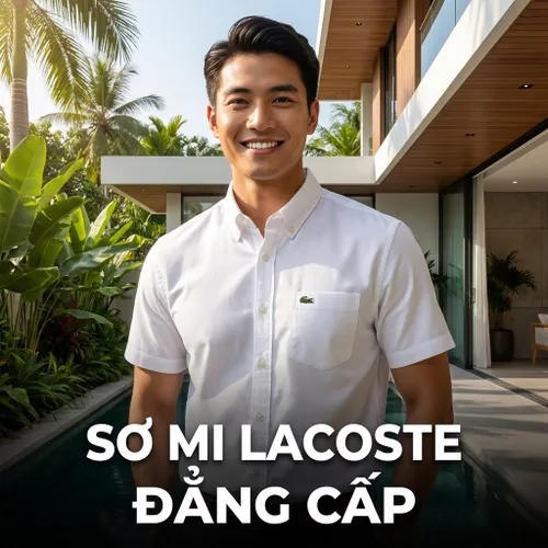 Áo Sơ Mi Cộc Tay Nam Lacoste Men's Regular Fit Premium Cotton Shirt CH2949 51 001 Màu Trắng Size 40